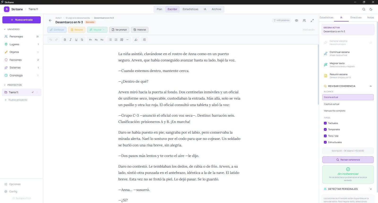 Detección de incoherencias — Skribane